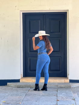 Macacão Jeans Zíper